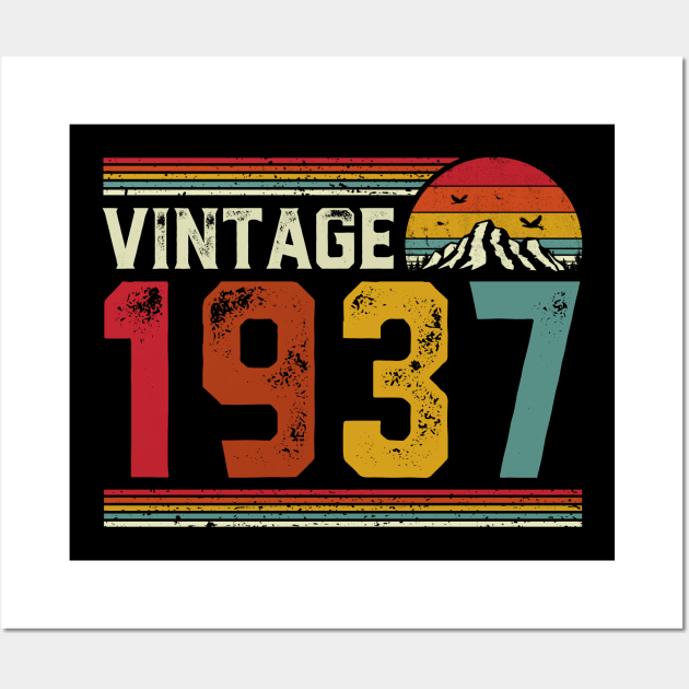 Vintage 1937 Birthday Gift Retro Style Wall Art by Foatui